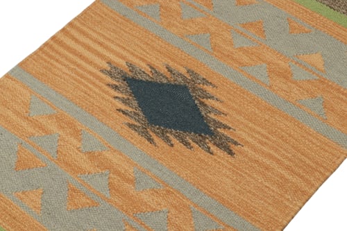 Rug & Kilim’s Tribal style Kilim in Gold with Grey & Black | Rugs by Rug and Kilim