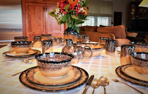 Signature Shino Dinnerware | Tableware by East Ridge Pottery LLC | Private Residence, Warwick, NY in Warwick