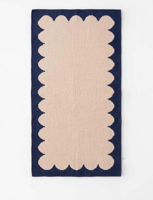 Handwoven Woolen Blue Runner Rug | Rugs by Evergreen Carpets