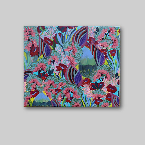 FANTASY GARDEN - original floral painting | Oil And Acrylic Painting in Paintings by Marinela Puscasu