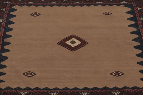 Vintage Sofreh Persian Kilim, Square Rug with Open Field | Area Rug in Rugs by Rug and Kilim
