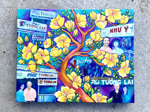 V Bistro Family Painting | Oil And Acrylic Painting in Paintings by Caroline Truong Art