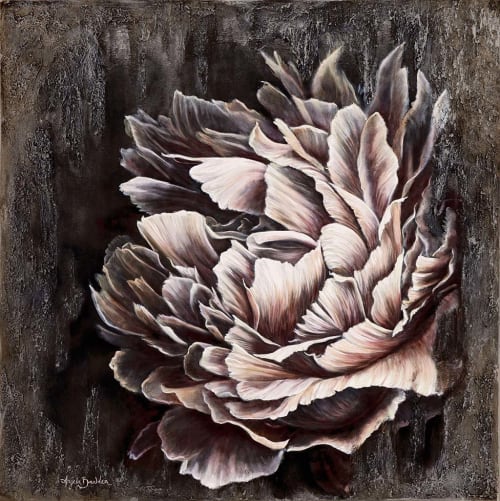 Pale Peony - Original Painting by Angela Bawden | Paintings by Angela Bawden Fine Art