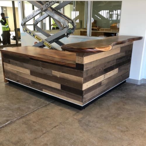 Reception Desk By Island Reclaimed Wood Seen At Harry Jeanette Weinberg HoÊ»okupu Center Honolulu Wescover