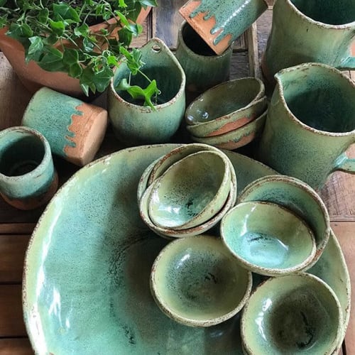 Green Glaze Dinnerware | Ceramic Plates by Melissa Lellouche