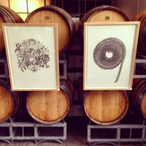 Drawings in Wine Cellar | Wall Hangings by Hannah Jensen | Private Residence in Auckland