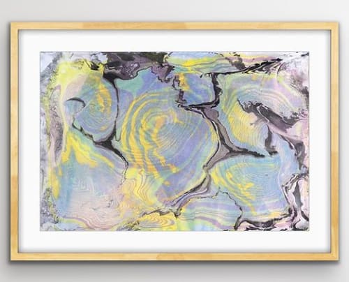 Sun Pools I Japanese Marbling I Ink on Cotton Paper | Paintings by KMOK Art