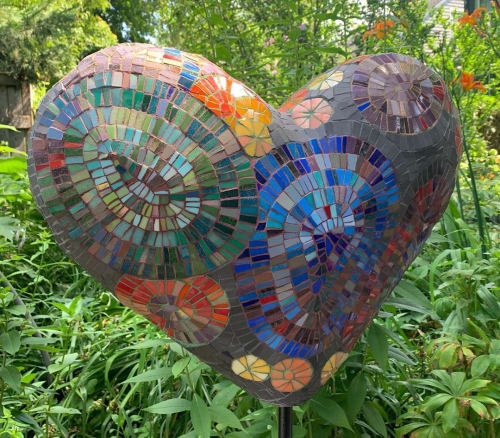 Mosaic Heart | Public Sculptures by Beth Klingher | Park Hill Orchard in Easthampton