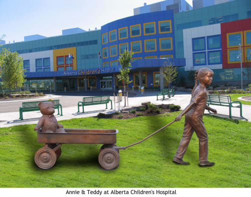 Annie & Teddy | Public Sculptures by Don Begg / Studio West Bronze Foundry & Art Gallery | Alberta Children's Hospital in Calgary