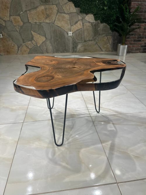 Clear Epoxy End Table - Resin Side Table | Coffee Table in Tables by TigerWoodAtelier