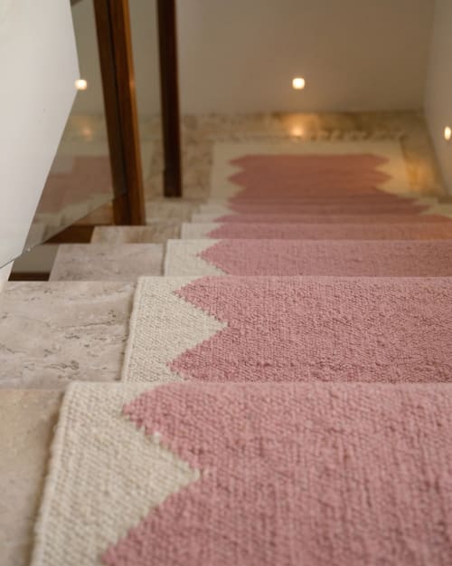 Handwoven Pink Wool Stair Runner | Runner Rug in Rugs by Evergreen Carpets