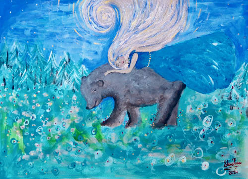 Bear Spirit Animal | Oil And Acrylic Painting in Paintings by Elena Parau