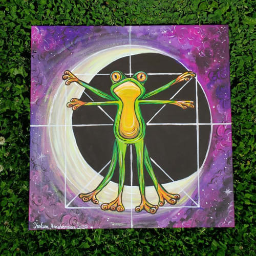 Vitruvian Frog - Canvas Commission | Paintings by Earth & Ether Art