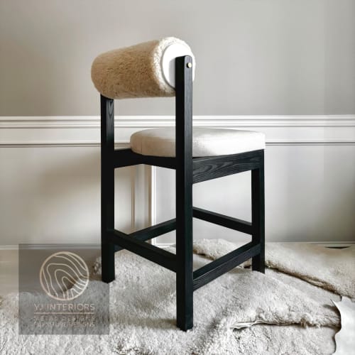 Rody Counter Stool - Sheepskin / Leather | Chairs by YJ Interiors
