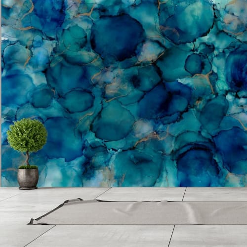 Marine Sapphire Wallpaper Mural | Wall Treatments by MELISSA RENEE fieryfordeepblue  Art & Design