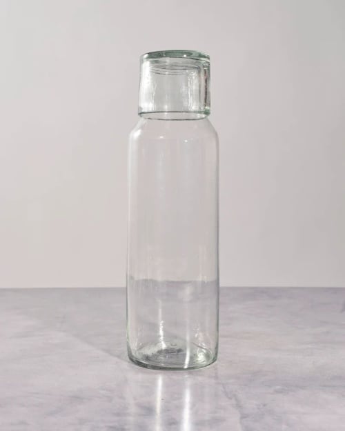 Large Slim Glass Carafe with Cup | Vessels & Containers by TerraKlay