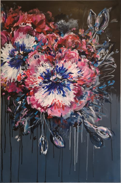 Urban Pansies | Oil And Acrylic Painting in Paintings by Judy Century Art