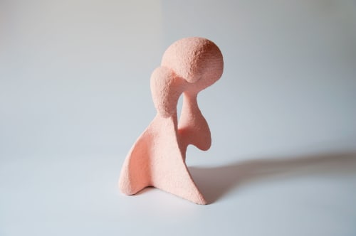 Contemporary Paper mache art sculpture in light pink. | Sculptures by Earlpicnic
