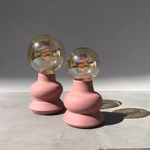 Zig Zag Lamp Pink 2 | Lamps by niho Ceramics