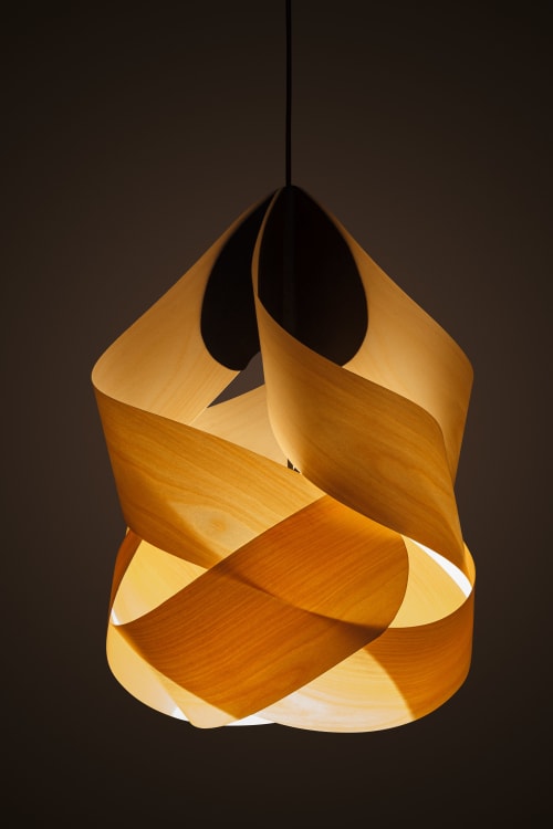 Wood Pendant Lamp with Leather – Minimalist Rustic Lighting | Pendants by Traum - Wood Lighting