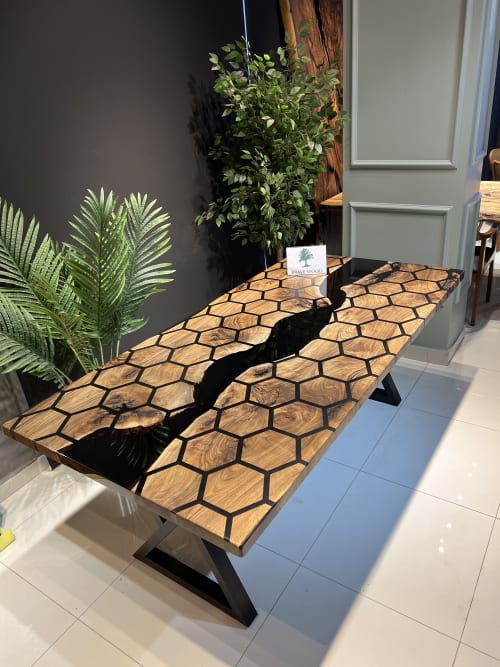 Kitchen dining table, Honeycomb Epoxy Table , Black Walnut T | Tables by Brave Wood