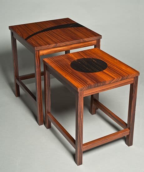 Rosewood, ebony inlay nesting tables and end table | Tables by David Kellum Furniture | Private Residence - Port Townsend, WA in Port Townsend