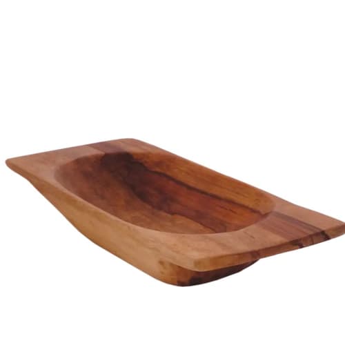 18" Handcrafted Wood Dough Bowl Tray – Rustic Trencher Bowl | Serving Tray in Serveware by TerraKlay