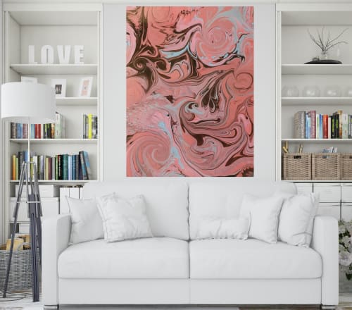 Pink arabesque IV-marbling art | Paintings by Meanmagenta Marbling & Photography