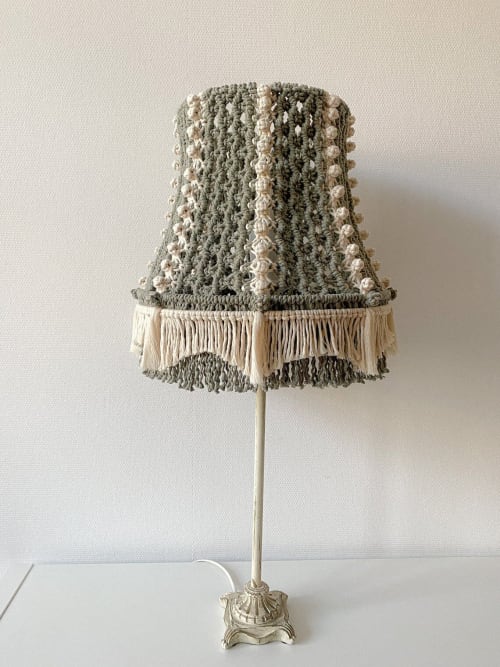 Macrame lampshade, boho lamp table, floor lamp cover | Lamps by Got A Knot