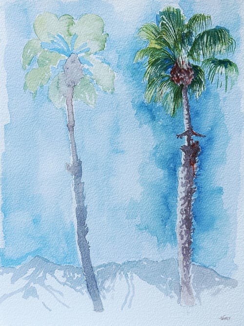 Dueling Palms | Watercolor Painting in Paintings by Catherine Twomey