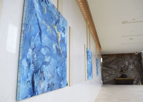 The Dreamscapes Triptych- Part of the NEW Four Seasons Patagonia Marble Collection | Oil And Acrylic Painting in Paintings by Jennifer Hayes | Four Seasons Hotel St. Louis in St. Louis