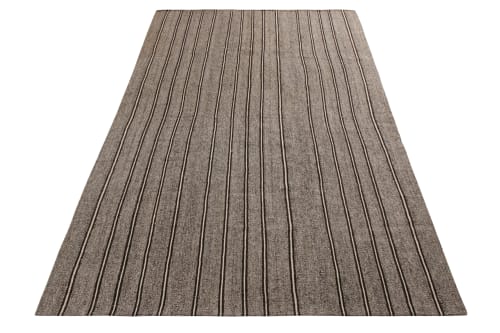 Handwoven Vintage Striped Kilim Rug in Gray, White | Rugs by Rug a