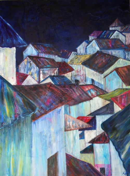 Modern Rooftops: Old San Juan Shanty Town | Paintings by Tina Alberni, Artist at Color by Design Studio