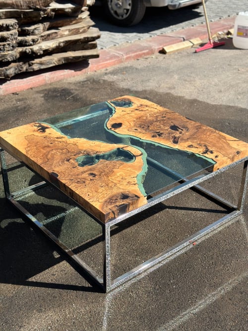 Antique Wood Epoxy Coffee Table - Office Table - Resin Table | Tables by Tinella Wood