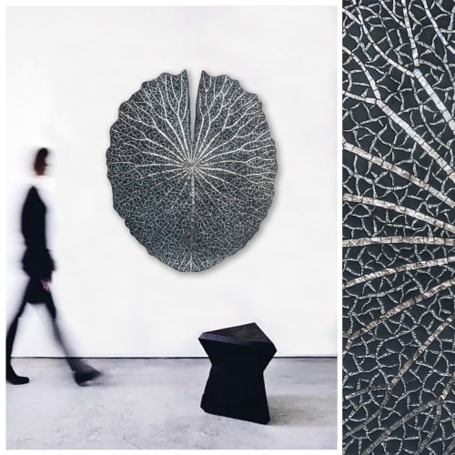NELUMBIUM GREY mosaic wall decoration | Wall Sculpture in Wall Hangings by Julia Gorbunova