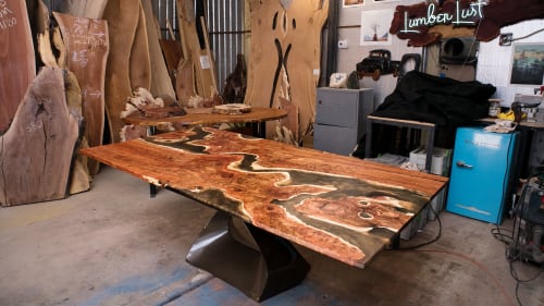 Carob & Copper Resin River Dining Table | Tables by Lumberlust Designs
