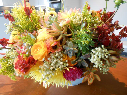 Large Arrangement in Robin's Egg Blue Ceramic Bowl | Floral Arrangements by Nora Petersen Studio