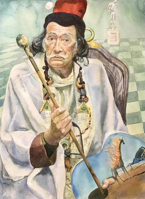 Portrait of Salvador Dali | Watercolor Painting in Paintings by Dmitry Mosaics