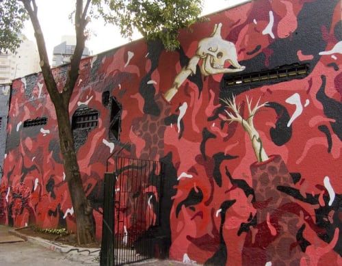 Giraffe skull camo | Street Murals by Felipe Yung (Flip) | Beco Do Aprendiz in Pinheiros