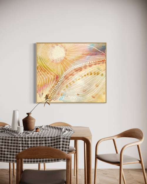 New Day -Colorful abstract landscape stain painting, acrylic | Oil And Acrylic Painting in Paintings by Elisa Niva