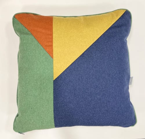Colour block patchwork cushion cover. | Pillows by Sadie Dorchester