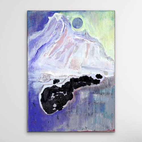 Midnight Mountain Moon Vista - Tokyo Echoes Painting | Paintings by Jacob von Sternberg Large Abstracts