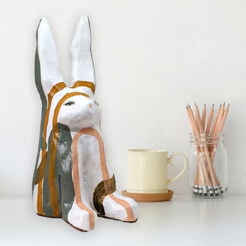 Disapproving Bunny- Arches and Scribbles | Sculptures by Fuzz E. Grant
