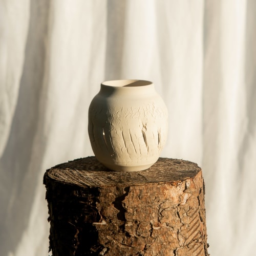 Distressed Ivory Vessel No.1 | Vases & Vessels by Alex Roby Designs