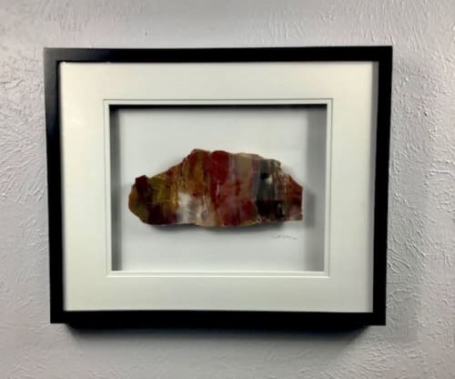 16x20 Framed Stone Artwork (Arizona Rainbow Petrified Wood) | Wall Hangings by Scott Gentry Sculpture, LLC