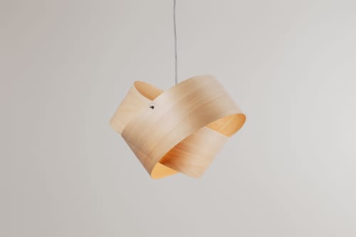 Blume Klein-Wood Veneer Lamp Manually Crafted Designer Art | Pendants by Traum - Wood Lighting