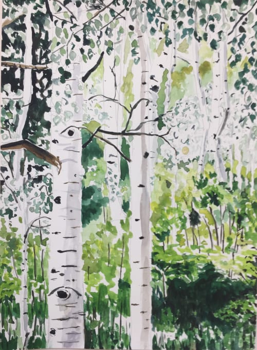 Aspens, 2018, watercolor, 15 x 11 inches | Watercolor Painting in Paintings by Arran Harvey | San Francisco in San Francisco