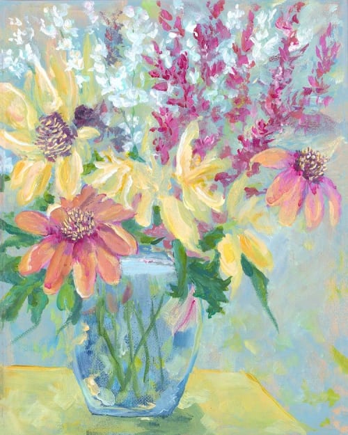 Giclée print of Zinnia Vase | Prints in Paintings by Jessica Marshall / Library of Marshall Arts