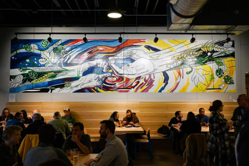 How We Gather: Interior Mural | Murals by Jenie Gao Studio | Working Draft Beer Company in Madison