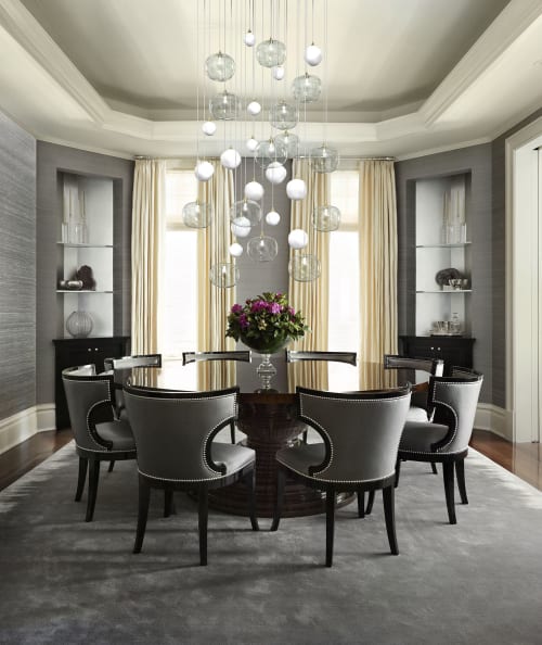 "Allure" Modern chandelier with clear & frosted white glass. | Chandeliers by Galilee Lighting